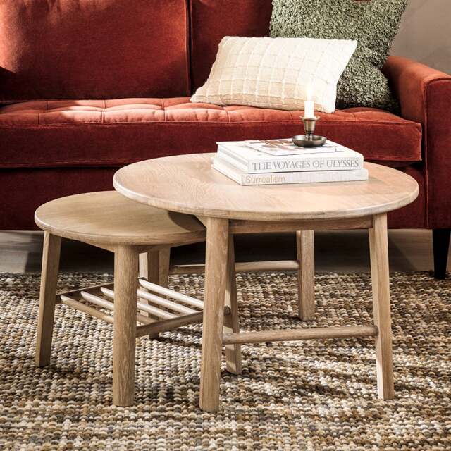 Berkeley Nordic Oak Round Nesting Coffee and Side Table - The Cotswold Company - image 1
