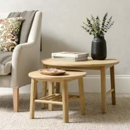 Berkeley Nordic Oak Round Nesting Coffee and Side Table - The Cotswold Company - thumbnail 2