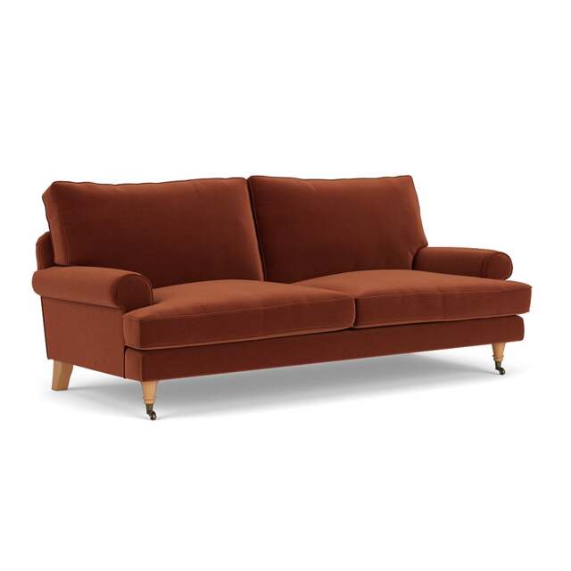 3 Seater Sofa - Brick - Matt Velvet - Stewart - The Cotswold Company - image 1