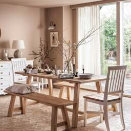 Inglesham Whitewash Oak 6 Seater Trestle Dining Table - The Cotswold Company - thumbnail 2