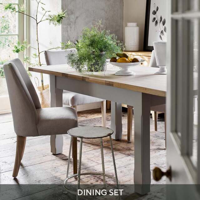 4-6 Seater Extending Dining Table and 4 Tulip Dining Chairs Set - Chester Dove Grey - The Cotswold Company - image 1