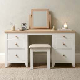 Double Pedestal Dressing Table - Chester Pure White - The Cotswold Company - thumbnail 4