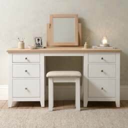 Double Pedestal Dressing Table - Chester Pure White - The Cotswold Company - thumbnail 3