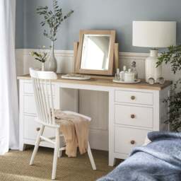 Double Pedestal Dressing Table - Chester Pure White - The Cotswold Company