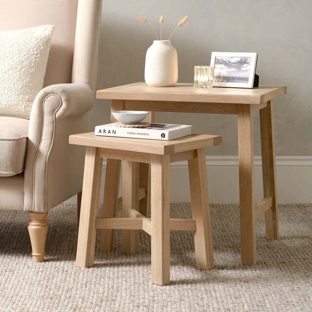 Nest of 2 Tables - Inglesham Whitewash Oak - The Cotswold Company - image 1