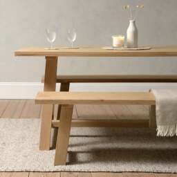 Inglesham Whitewash Oak 3 Seater Trestle Bench - The Cotswold Company - thumbnail 2