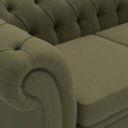 3 Seater Sofa - Forest Green - House Linen Mix - Harris Chesterfield - The Cotswold Company - thumbnail 4