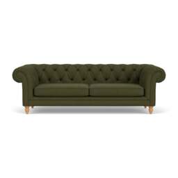 3 Seater Sofa - Forest Green - House Linen Mix - Harris Chesterfield - The Cotswold Company - thumbnail 2