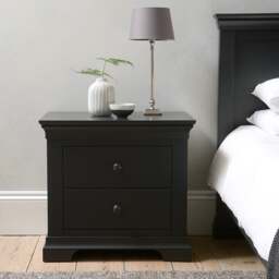 Chantilly Dusky Black Large 2 Drawer Bedside Table - The Cotswold Company - thumbnail 2