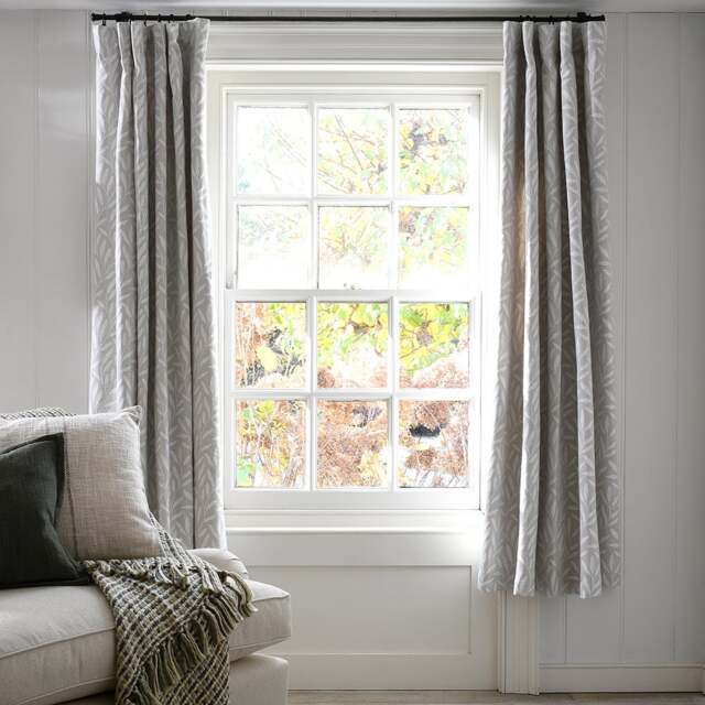 Curtain Pair - 228x182cm - Delmont Leaf Trail Natural - The Cotswold Company - image 1