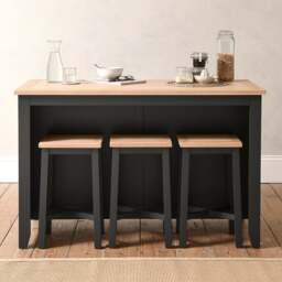 Chester Charcoal Breakfast Bar Island with Stools Set - The Cotswold Company - thumbnail 3