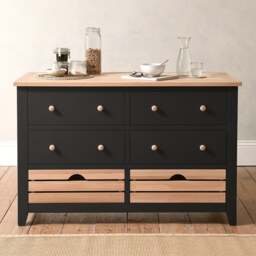 Chester Charcoal Breakfast Bar Island with Stools Set - The Cotswold Company