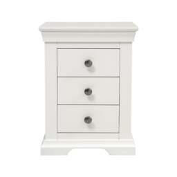 Chantilly Warm White 3 Drawer Bedside Table - The Cotswold Company - thumbnail 3