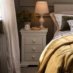 Chantilly Warm White 3 Drawer Bedside Table - The Cotswold Company