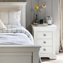 Chantilly Warm White 3 Drawer Bedside Table - The Cotswold Company - thumbnail 2