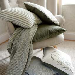 Broadway Stripe Cushion - Fern Green 43x43cm - Home Accessories - The Cotswold Company - thumbnail 3