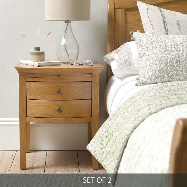 Winchcombe Oiled Oak Set of 2 Bedside Tables - The Cotswold Company - image 1