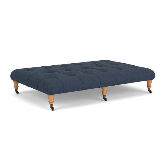 Foot Stool - Indigo - Luxury Italian Linen - Amelia Large - The Cotswold Company - image 1