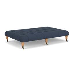 Foot Stool - Indigo - Luxury Italian Linen - Amelia Large - The Cotswold Company - thumbnail 1