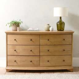 Winchcombe Oiled Oak Low and Wide 6 Drawer Chest - The Cotswold Company - thumbnail 1