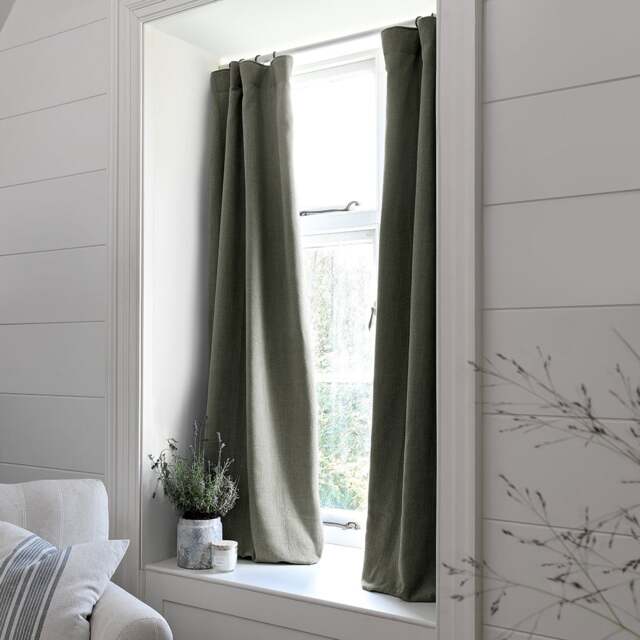 Curtain Pair - 167x228cm - Marling Linen Mix Olive - The Cotswold Company - image 1