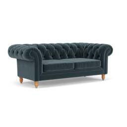 Large 2 Seater Sofa - Night Sky - Matt Velvet - Harris Chesterfield - The Cotswold Company - thumbnail 1