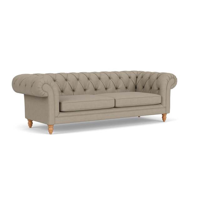 3 Seater Sofa - Dove grey - House Linen Mix - Harris Chesterfield - The Cotswold Company - image 1
