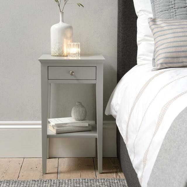 Chantilly Pebble Grey Narrow Bedside Table - The Cotswold Company - image 1