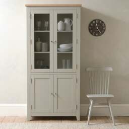 Glass Display Cabinet - Chester Dove Grey - The Cotswold Company