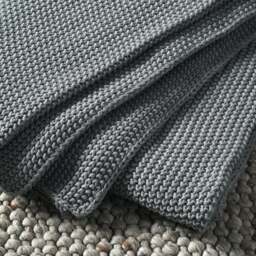 Chunky Knit Throw Pale Nocturne - Home Accessories - The Cotswold Company