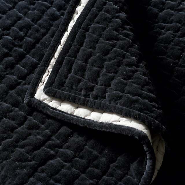 Cotton Velvet Driftline Weave Bed Throw Navy - Home Accessories - The Cotswold Company - image 1