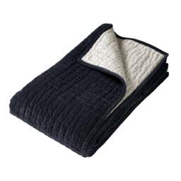 Cotton Velvet Driftline Weave Bed Throw Navy - Home Accessories - The Cotswold Company - thumbnail 2