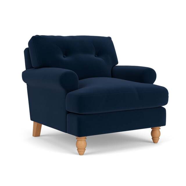 Armchair - Deep blue - Matt Velvet - Talbot - The Cotswold Company - image 1