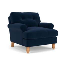Armchair - Deep blue - Matt Velvet - Talbot - The Cotswold Company