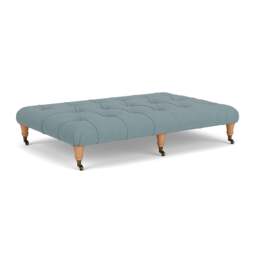 Foot Stool - Sky blue - House linen mix - Amelia Large - The Cotswold Company