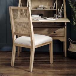 Elkstone Mellow Oak Rattan Back Dining Chair Stone - The Cotswold Company - thumbnail 3