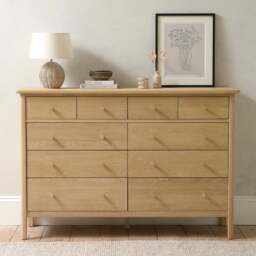 10 Drawer Chest of Drawers Berkeley Nordic Oak, Wire-Brushed Grain, Clear Wax Finish, Bedroom Storage - The Cotswold Company - thumbnail 1
