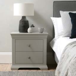 Chantilly Pebble Grey Large 2 Drawer Bedside Table - The Cotswold Company