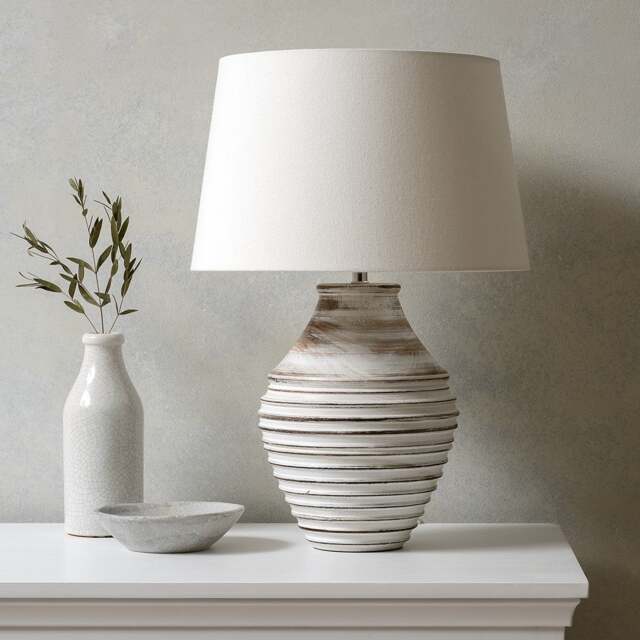 Calcutt Wooden Ribbed Table Lamp - Home Accessories - The Cotswold Company - image 1
