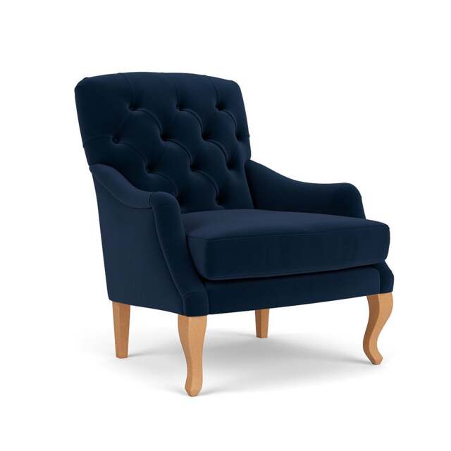 Armchair - Deep blue - Matt Velvet - Olivia - The Cotswold Company - image 1