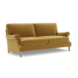4 Seater Sofa - Mustard - Matt Velvet - Taylor High Back - The Cotswold Company - thumbnail 1