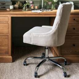Upholstered Office Chairs Upholstered Office Chair - Stone Linen - The Cotswold Company - thumbnail 2