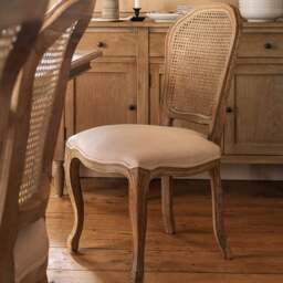 Camille Limewash Oak Rattan Back Dining Chair - The Cotswold Company