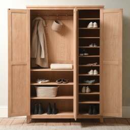 3 Door Hallway Cupboard - Inglesham Whitewash Oak - The Cotswold Company