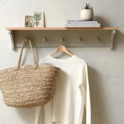 5 Coat Peg Shelf (96cm) - Chester Dove Grey - The Cotswold Company - thumbnail 2