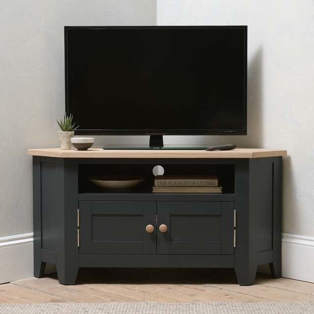 Corner TV Stand up to 55 - Chester Charcoal - The Cotswold Company - image 1
