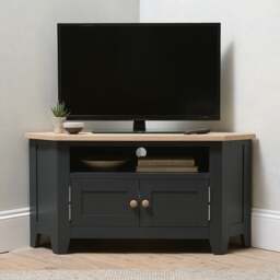Corner TV Stand up to 55 - Chester Charcoal - The Cotswold Company