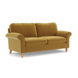 3 Seater Sofa - Mustard - Matt Velvet - Hurley - The Cotswold Company - thumbnail 1