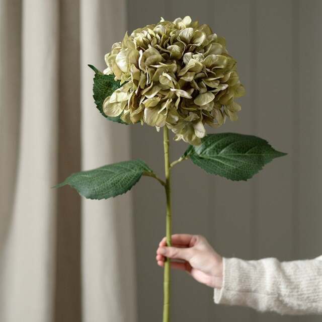 Faux Flower Stem Antique Green Giant Hydrangea - The Cotswold Company - image 1