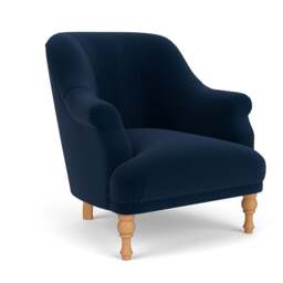 Armchair - Deep blue - Matt Velvet - Everett - The Cotswold Company